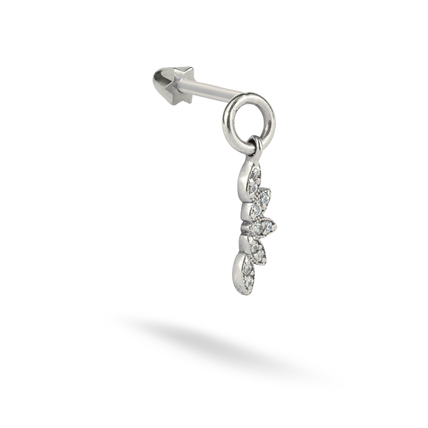 Marquise Dangle Flatback Ear Piercing 14K Gold with CZ Stone