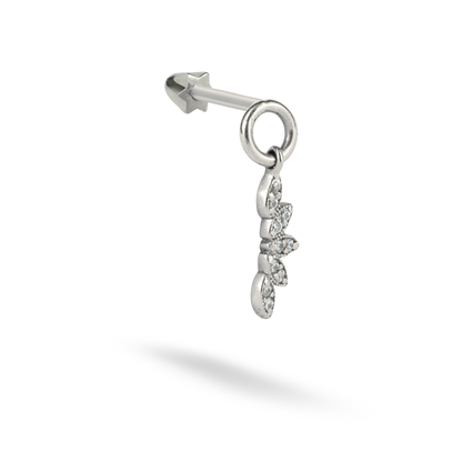 Marquise Dangle Flatback Ear Piercing 14K Gold with CZ Stone