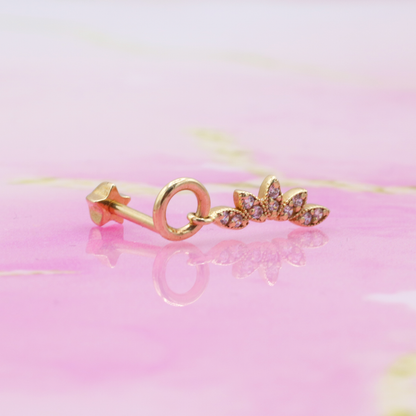 Marquise Dangle Flatback Ear Piercing 14K Gold with CZ Stone