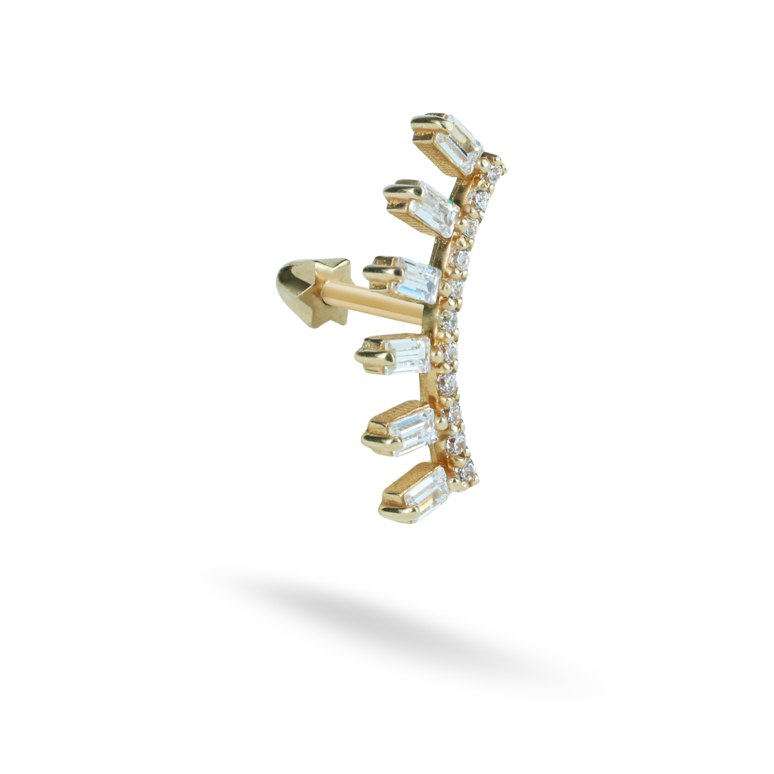 Marquise Flatback Ear Piercing 14K Gold with CZ Stone