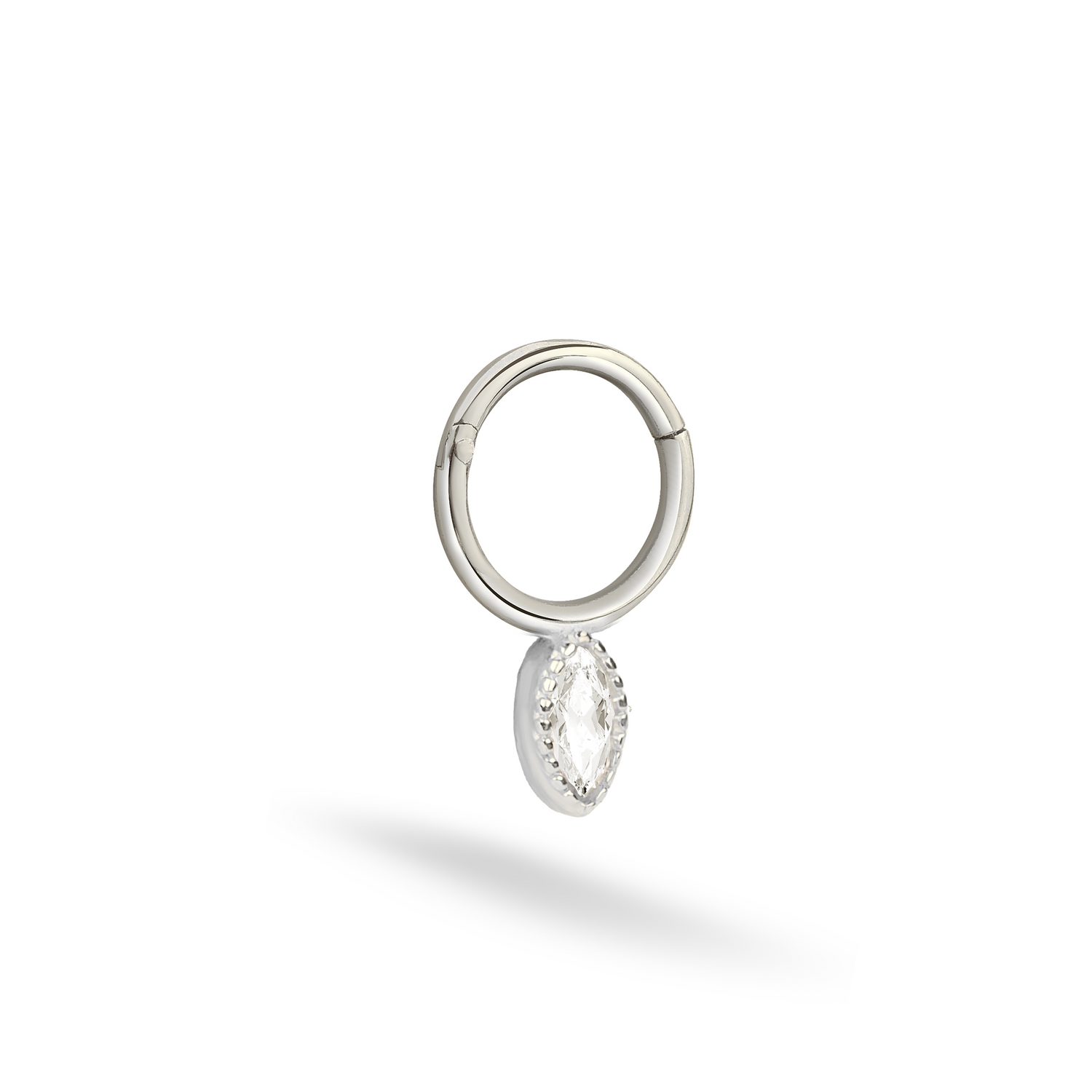Marquise Stone Hoop Ear Piercing 14K Gold