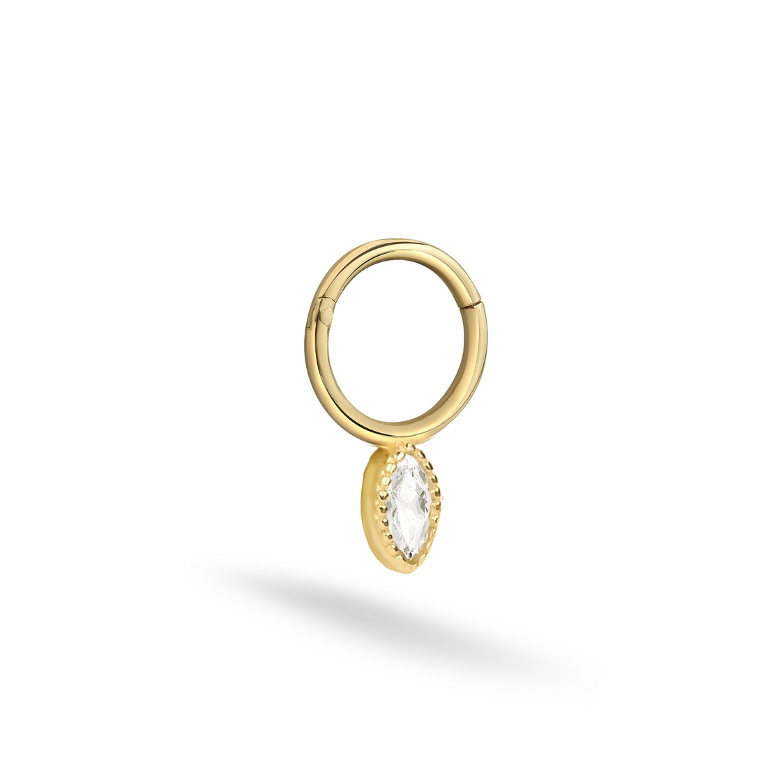 Marquise Stone Hoop Ear Piercing 14K Gold