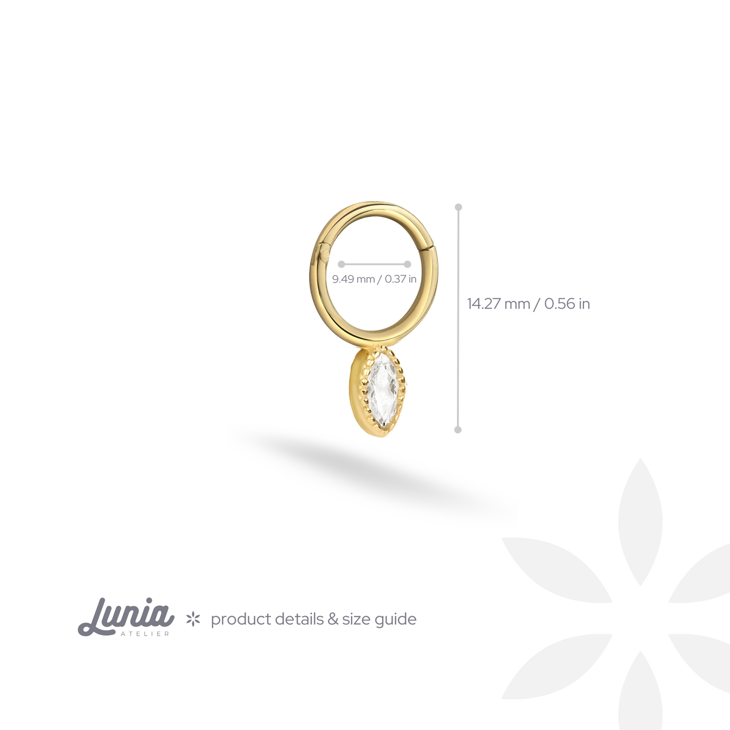 Marquise Stone Hoop Ear Piercing 14K Gold