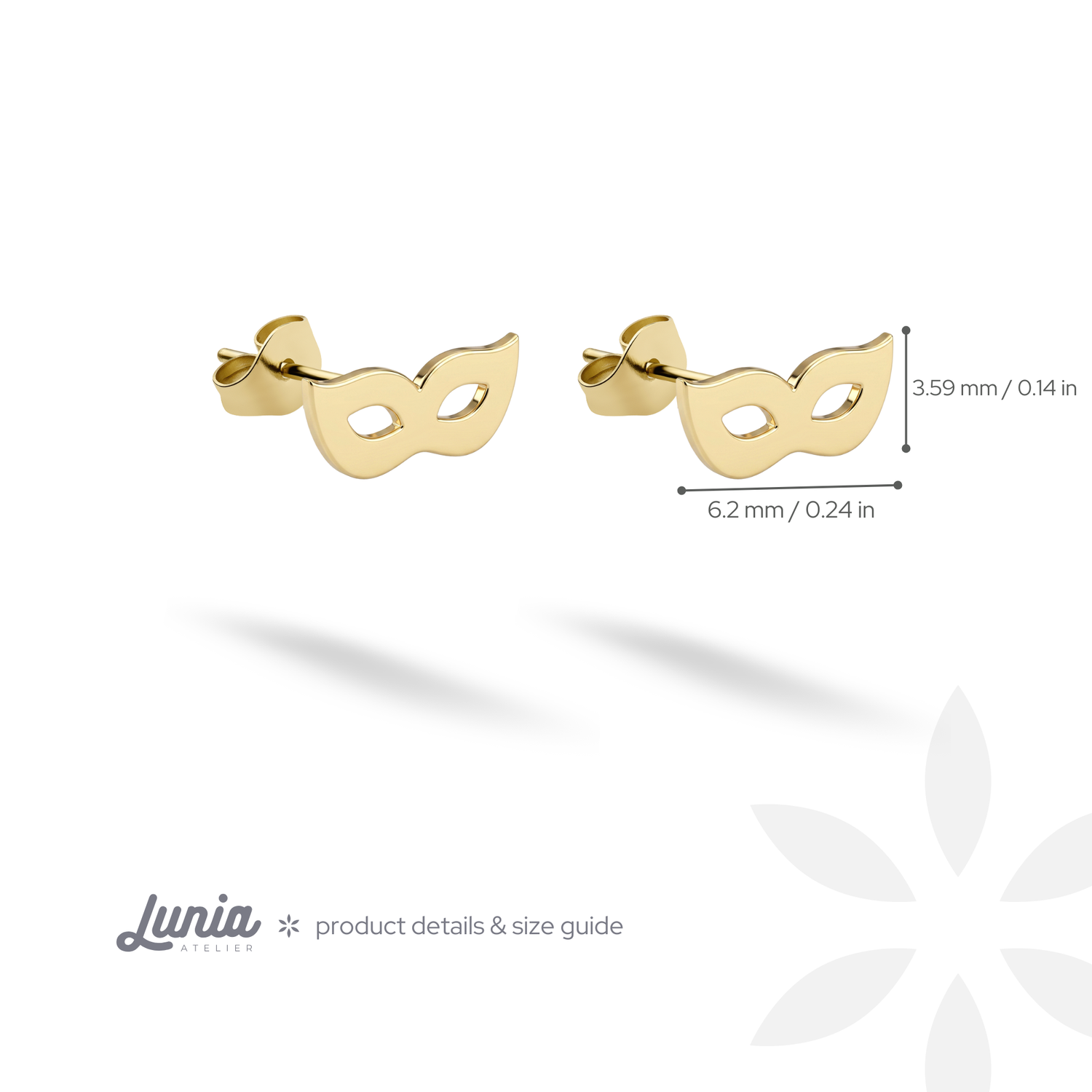 Masquerade Mask Stud Earrings 14K Gold / Silver