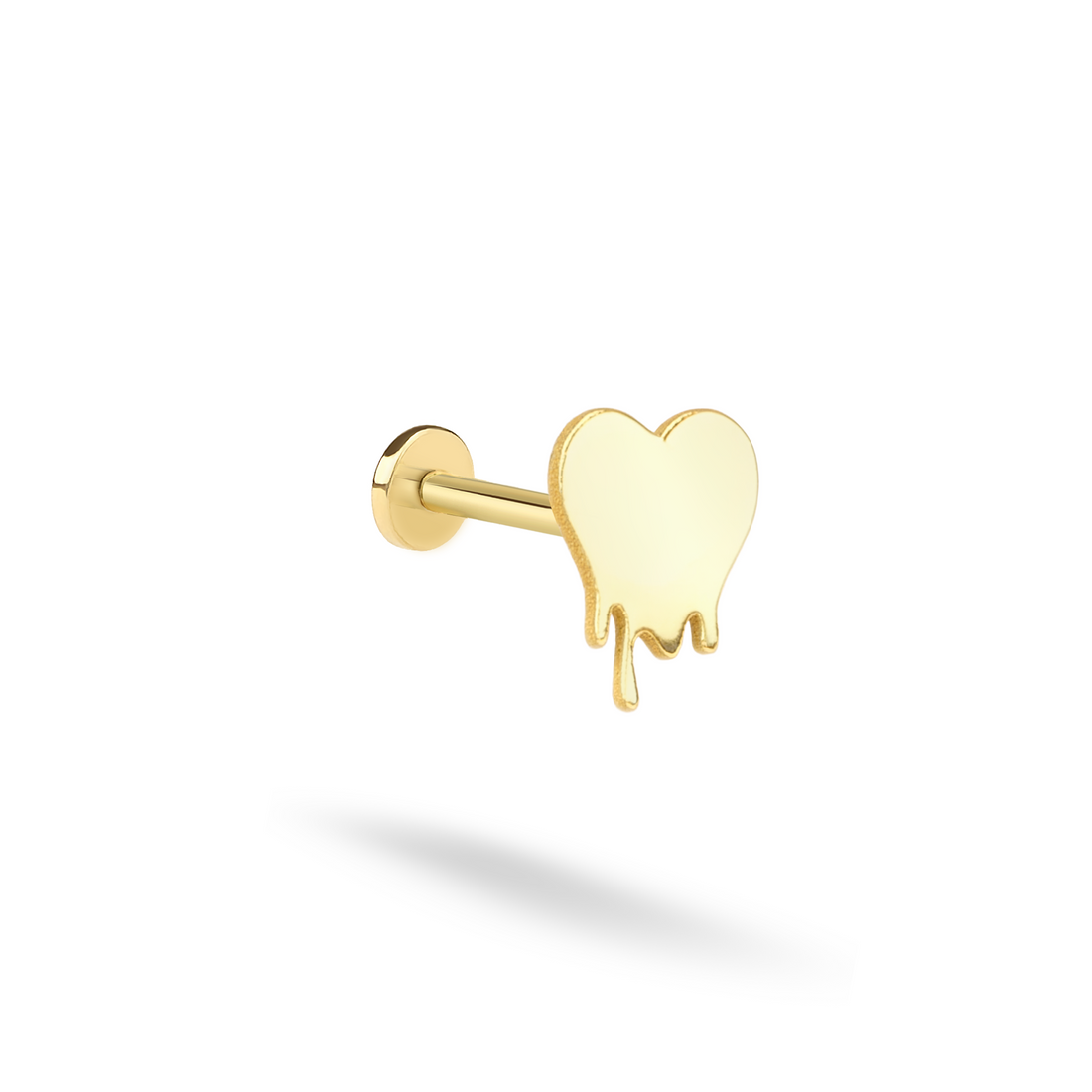 Melted Heart Flatback Ear Piercing 14K Gold
