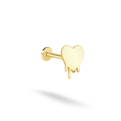 Melted Heart Flatback Ear Piercing 14K Gold