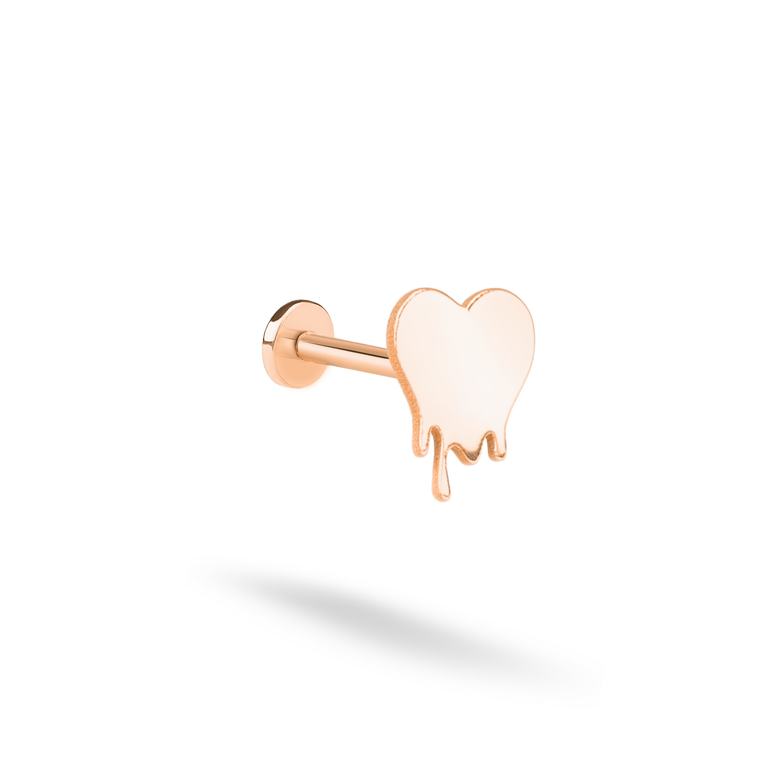 Melted Heart Flatback Ear Piercing 14K Gold