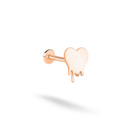 Melted Heart Flatback Ear Piercing 14K Gold