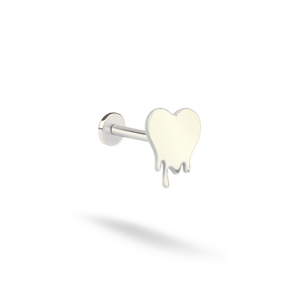 Melted Heart Flatback Ear Piercing 14K Gold