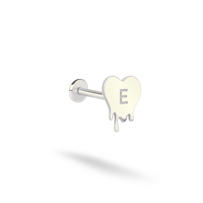 Melted initial Custom Flatback Ear Piercing 14K Gold