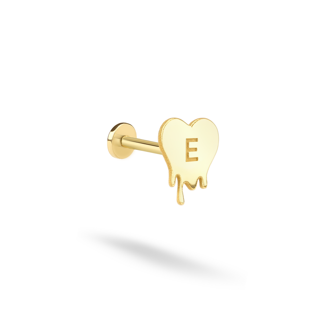 Melted initial Custom Flatback Ear Piercing 14K Gold