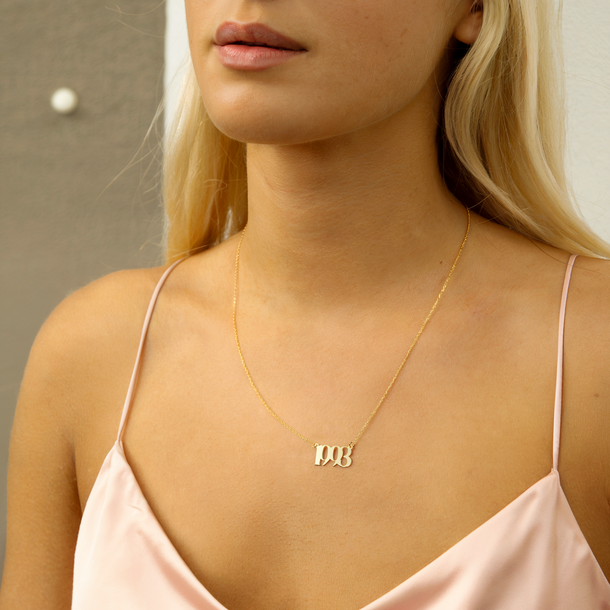 Memorable Year Custom Personalized Date Necklace 14K Gold