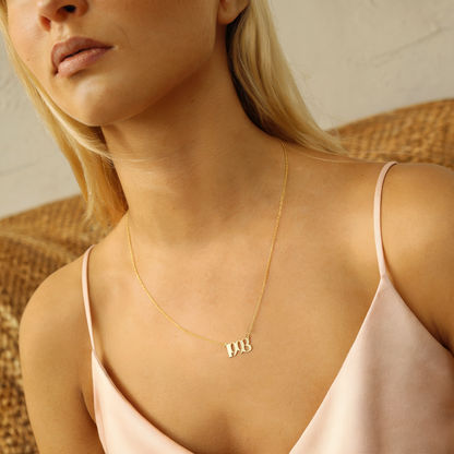 Memorable Year Custom Personalized Date Necklace 14K Gold