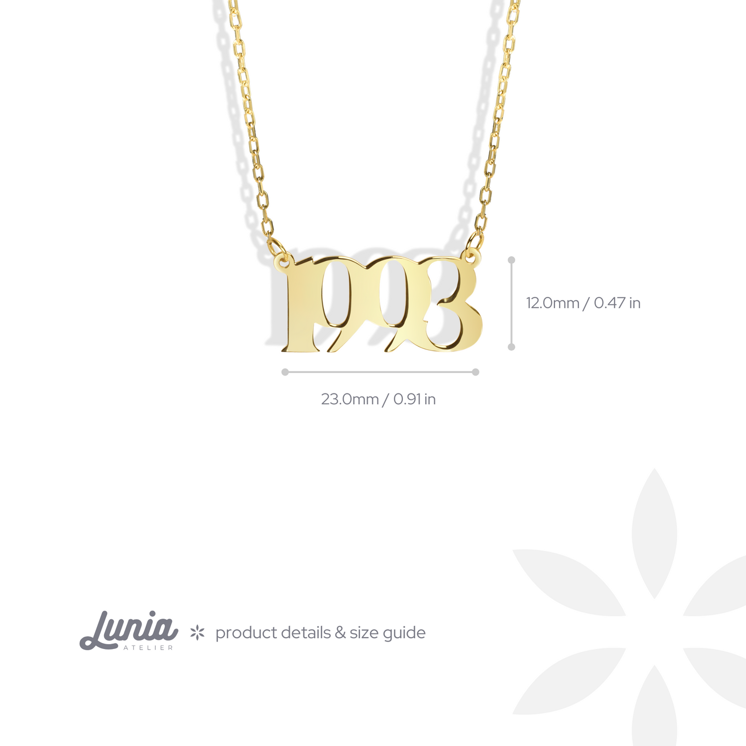 Memorable Year Custom Personalized Date Necklace 14K Gold