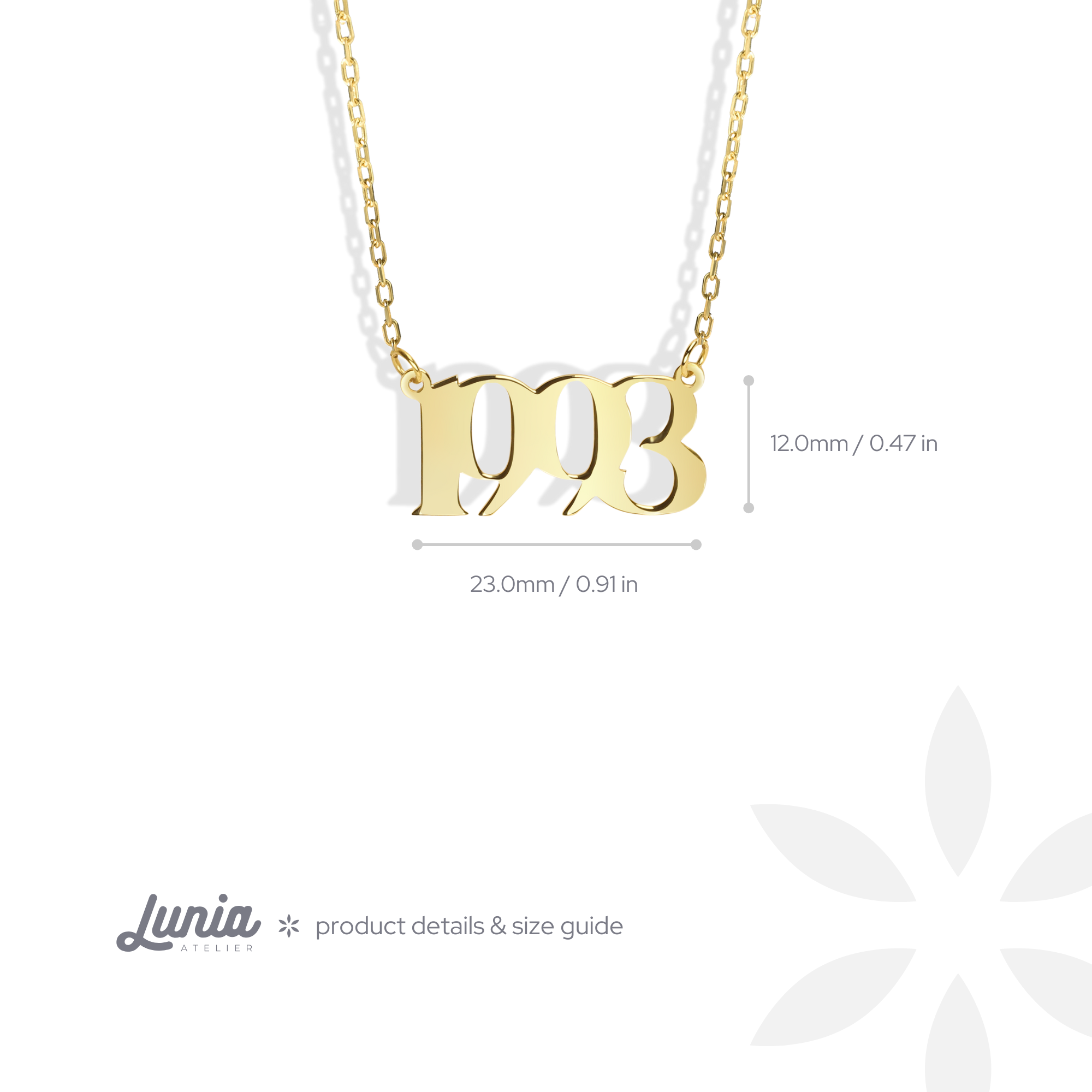 Memorable Year Custom Personalized Date Necklace 14K Gold