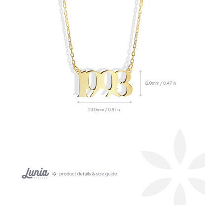 Memorable Year Custom Personalized Date Necklace 14K Gold