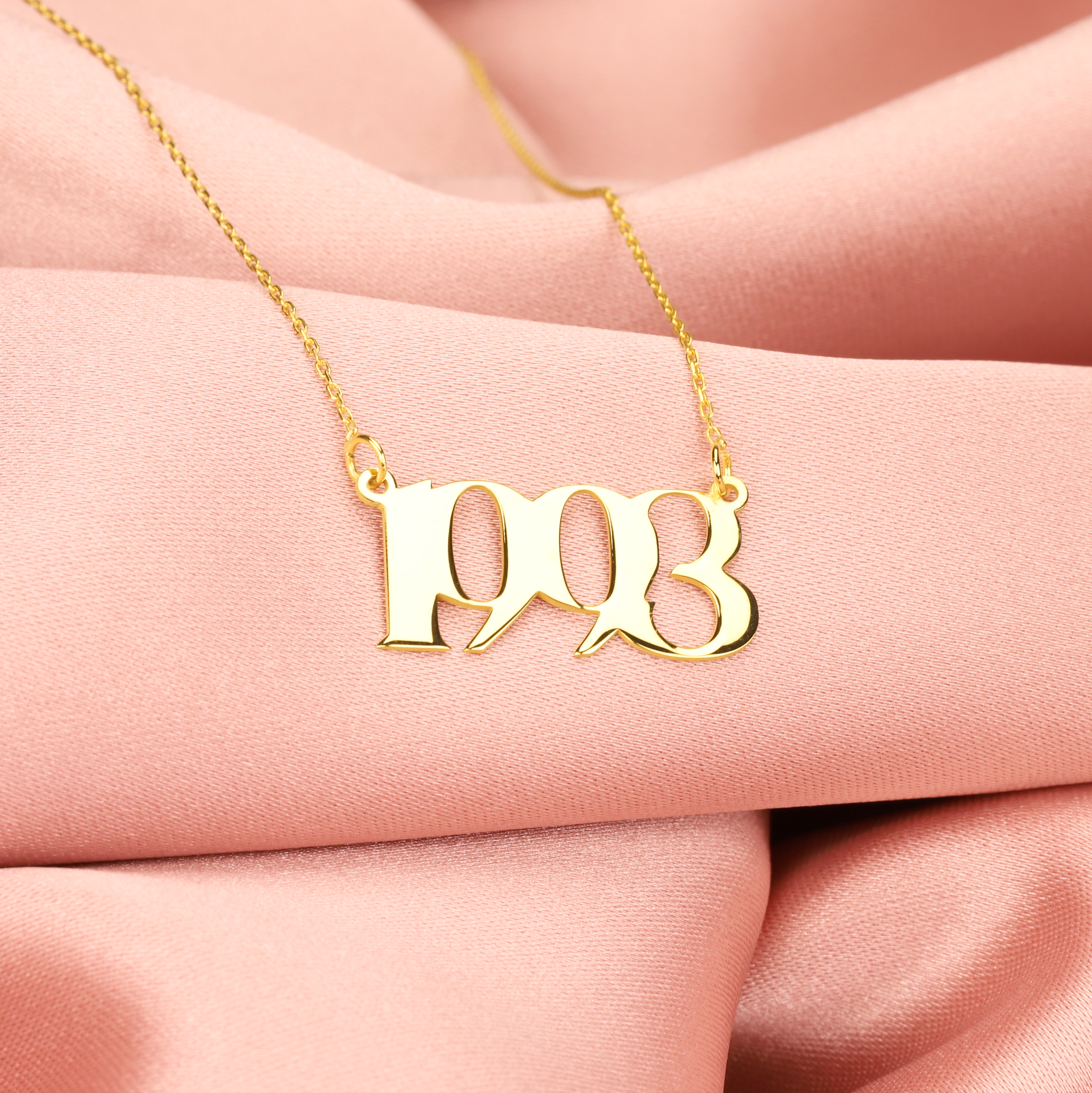 Memorable Year Custom Personalized Date Necklace 14K Gold