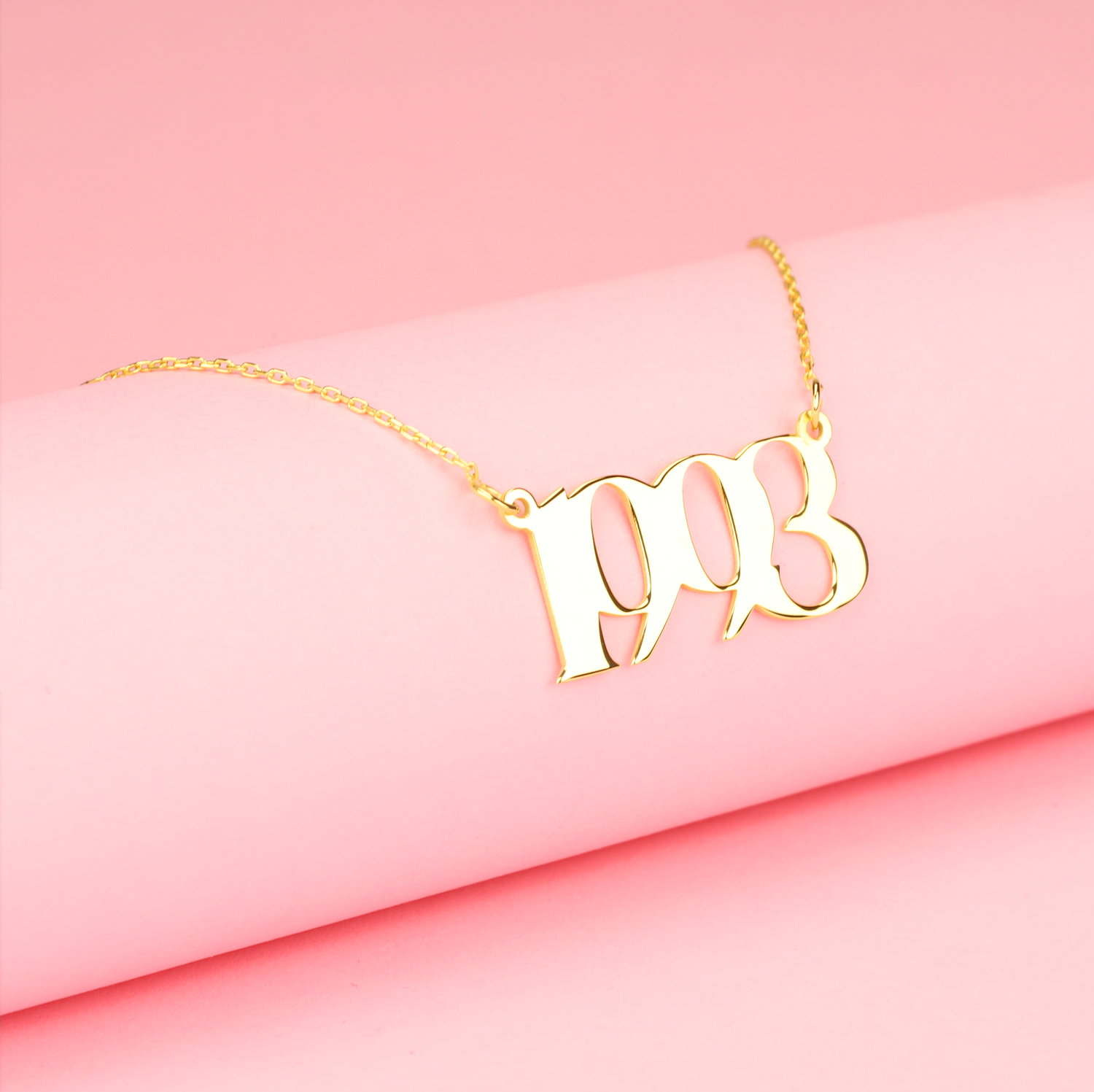 Memorable Year Custom Personalized Date Necklace 14K Gold
