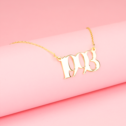 Memorable Year Custom Personalized Date Necklace 14K Gold