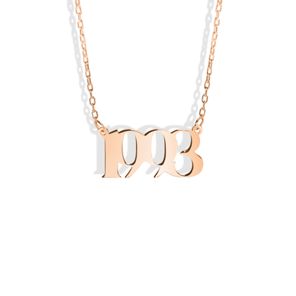 Memorable Year Custom Personalized Date Necklace 14K Gold