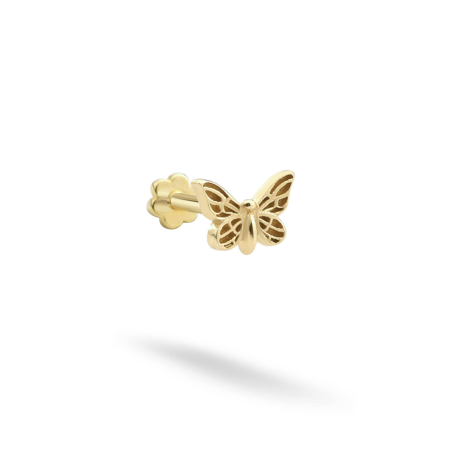 Mini Butterfly Flatback Ear Piercing 14K Gold