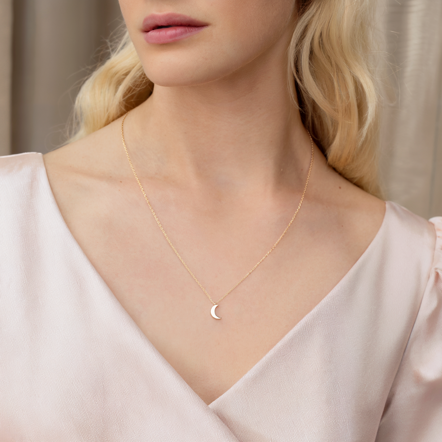 Mini Crescent Necklace 14K Gold