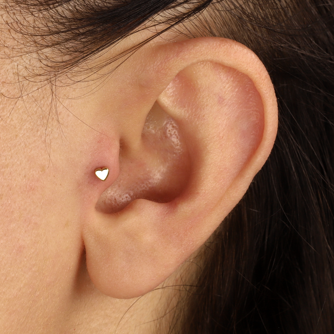 Mini Heart Love Flatback Ear Piercing 14K Gold