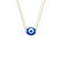 A vivid cobalt oval on a fine 14K yellow gold chain, the Minimal Oval Evil Eye Necklace