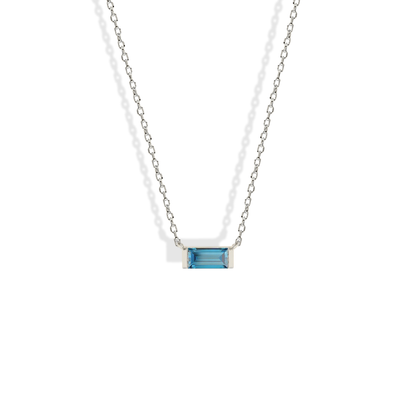 Minimal Rectangle Blue Necklace 14K Gold