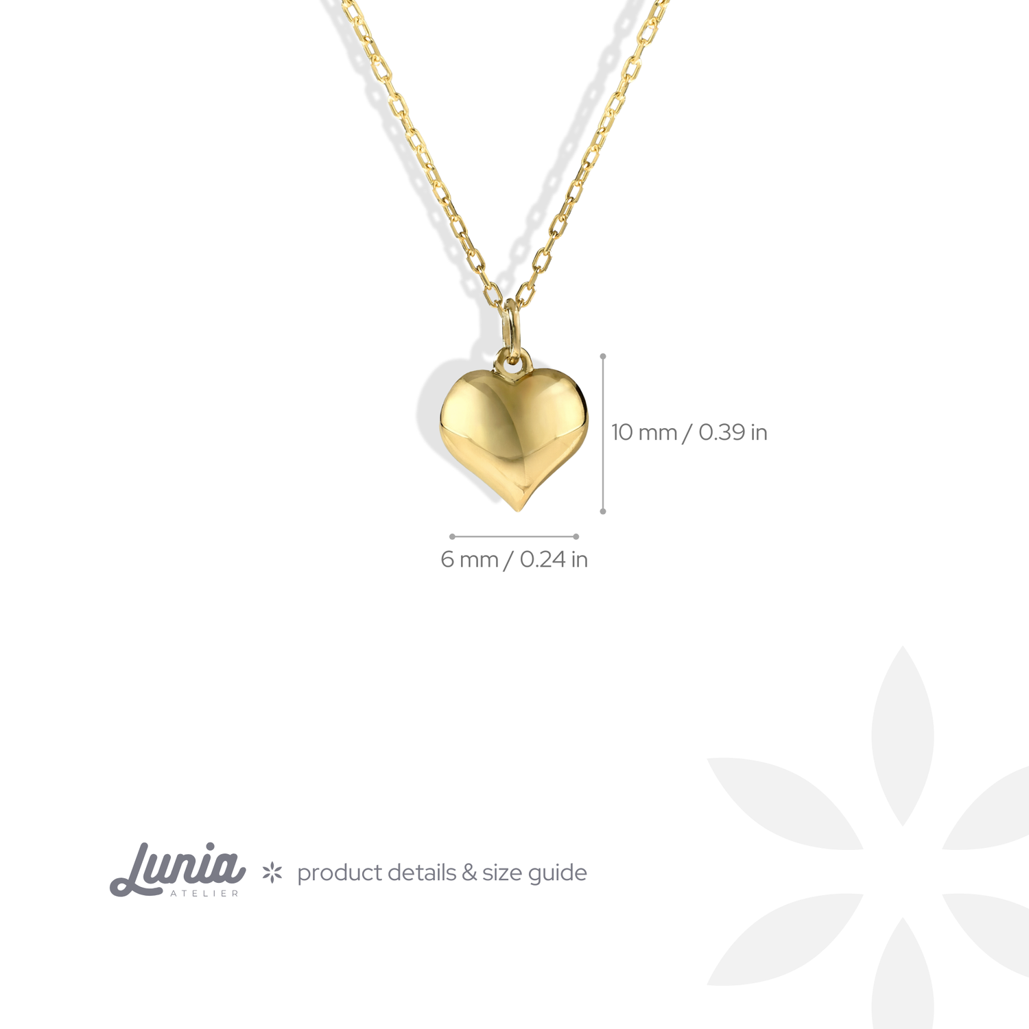 Three Dimensional Heart Necklace 14K Gold