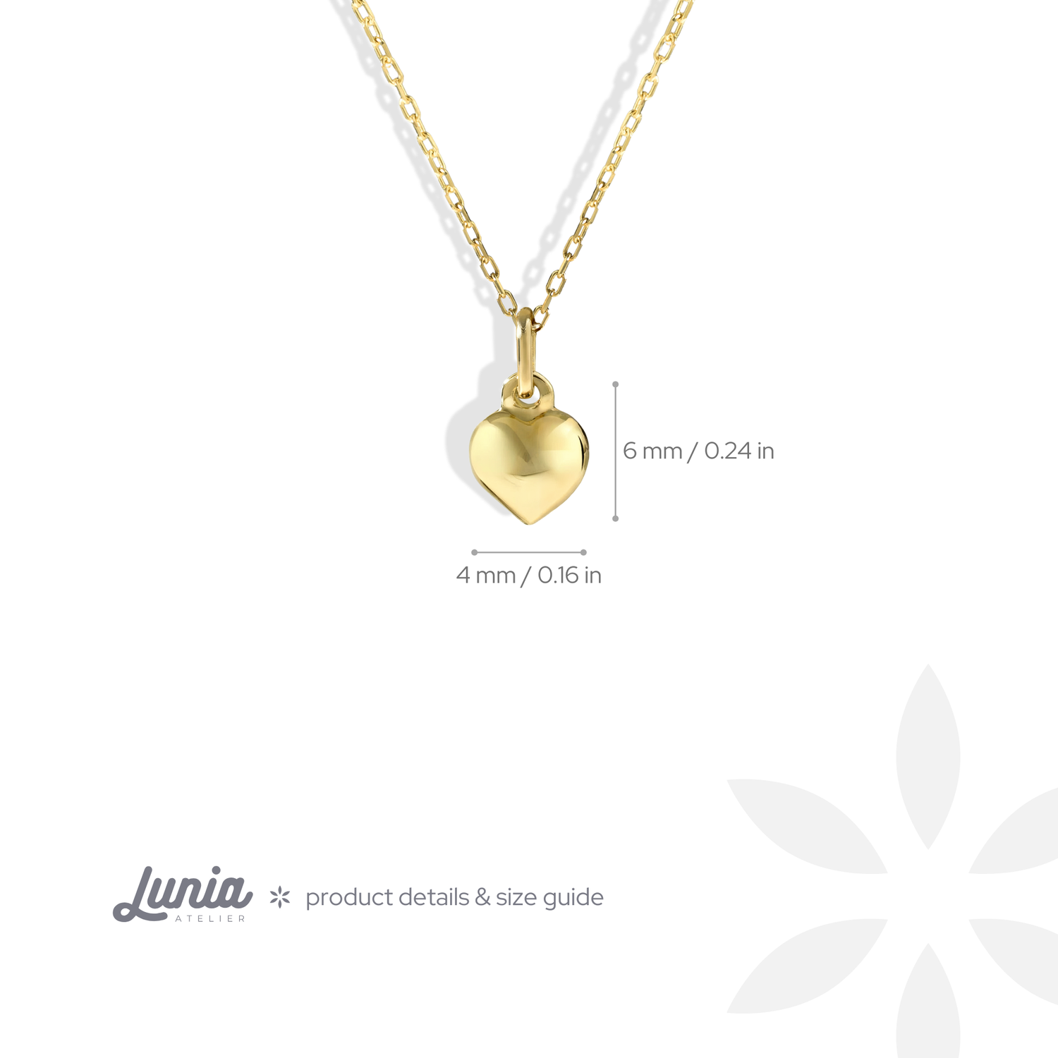 Three Dimensional Mini Heart Necklace 14K Gold