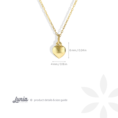 Three Dimensional Mini Heart Necklace 14K Gold