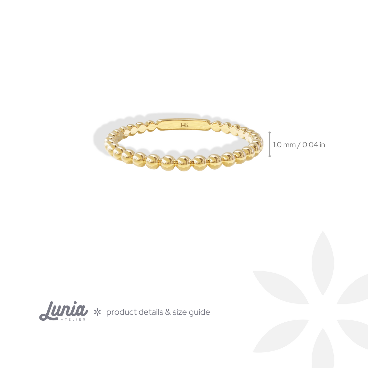 Minimalist Beaded Band Ring 14K Gold / Silver