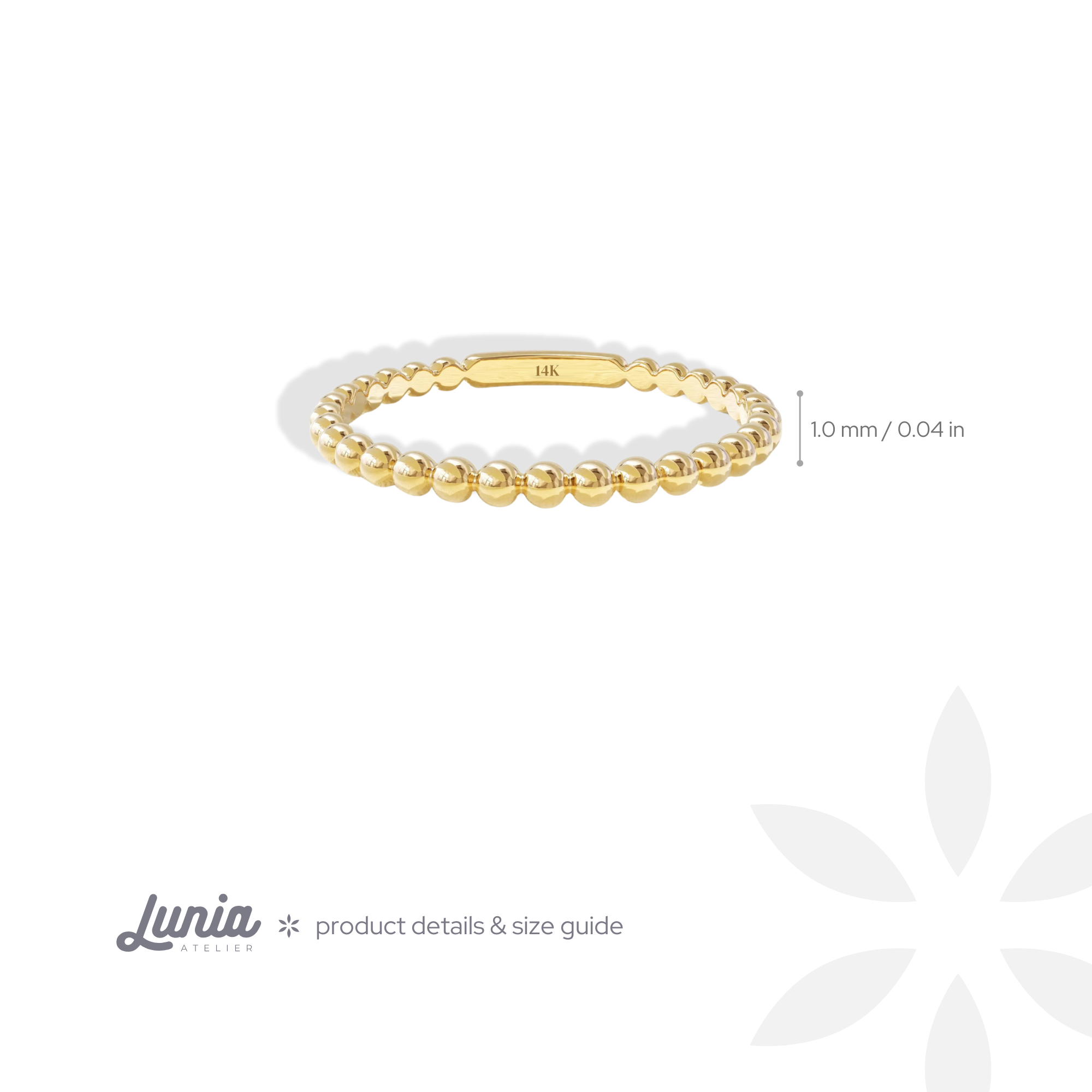 Minimalist Beaded Band Ring 14K Gold / Silver