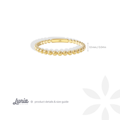 Minimalist Beaded Band Ring 14K Gold / Silver
