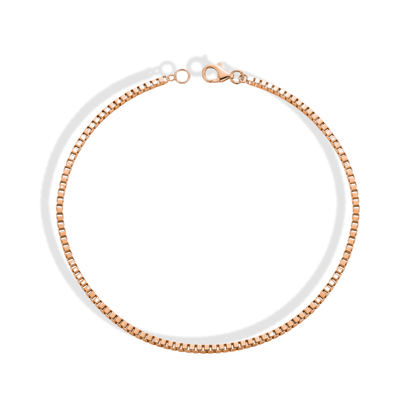 Minimalist Box Shape Chain Bracelet 14K Gold