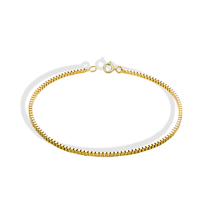 Minimalist Box Shape Chain Bracelet 14K Gold