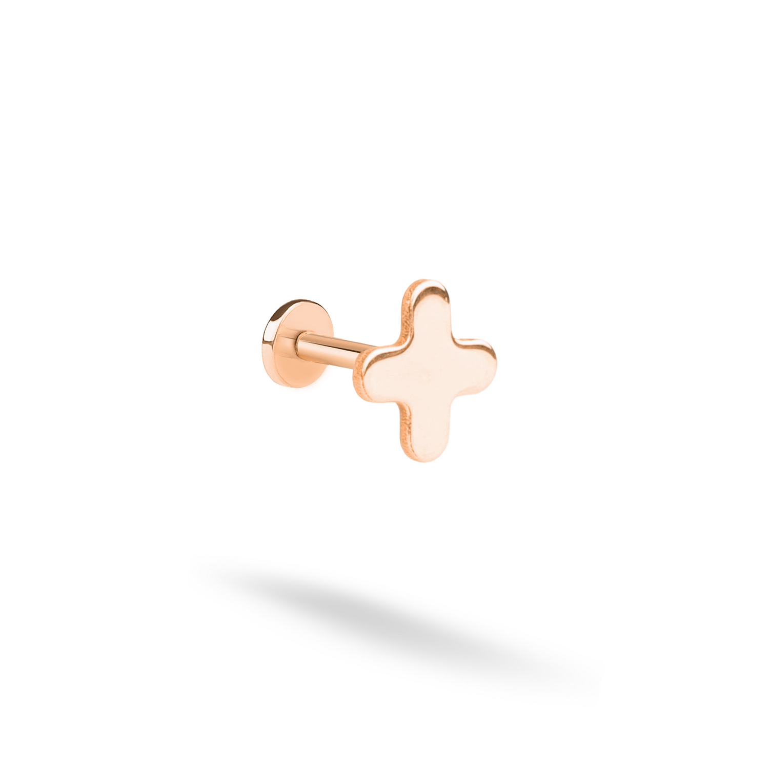 Minimalist Cross Flatback Ear Piercing 14K Gold