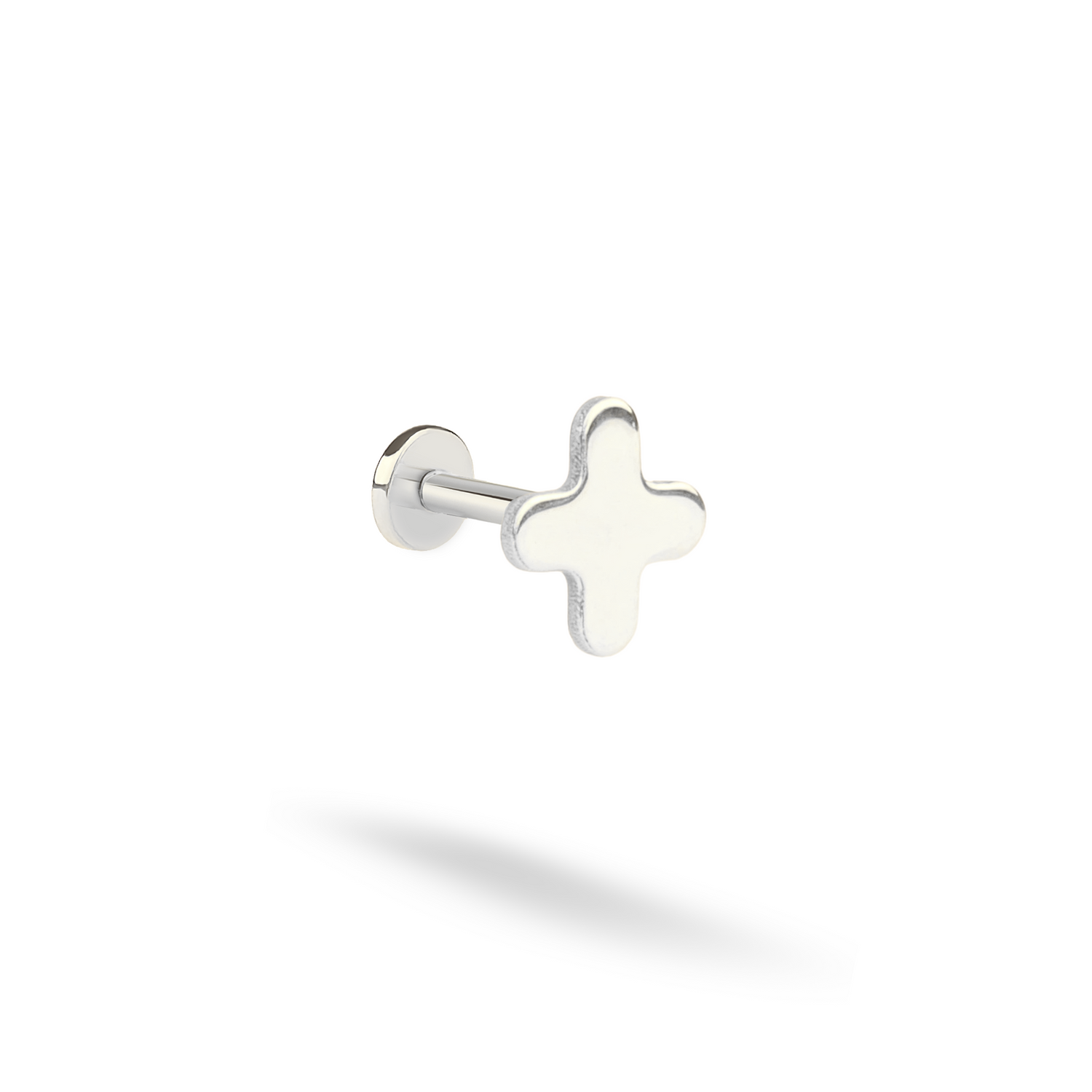 Minimalist Cross Flatback Ear Piercing 14K Gold