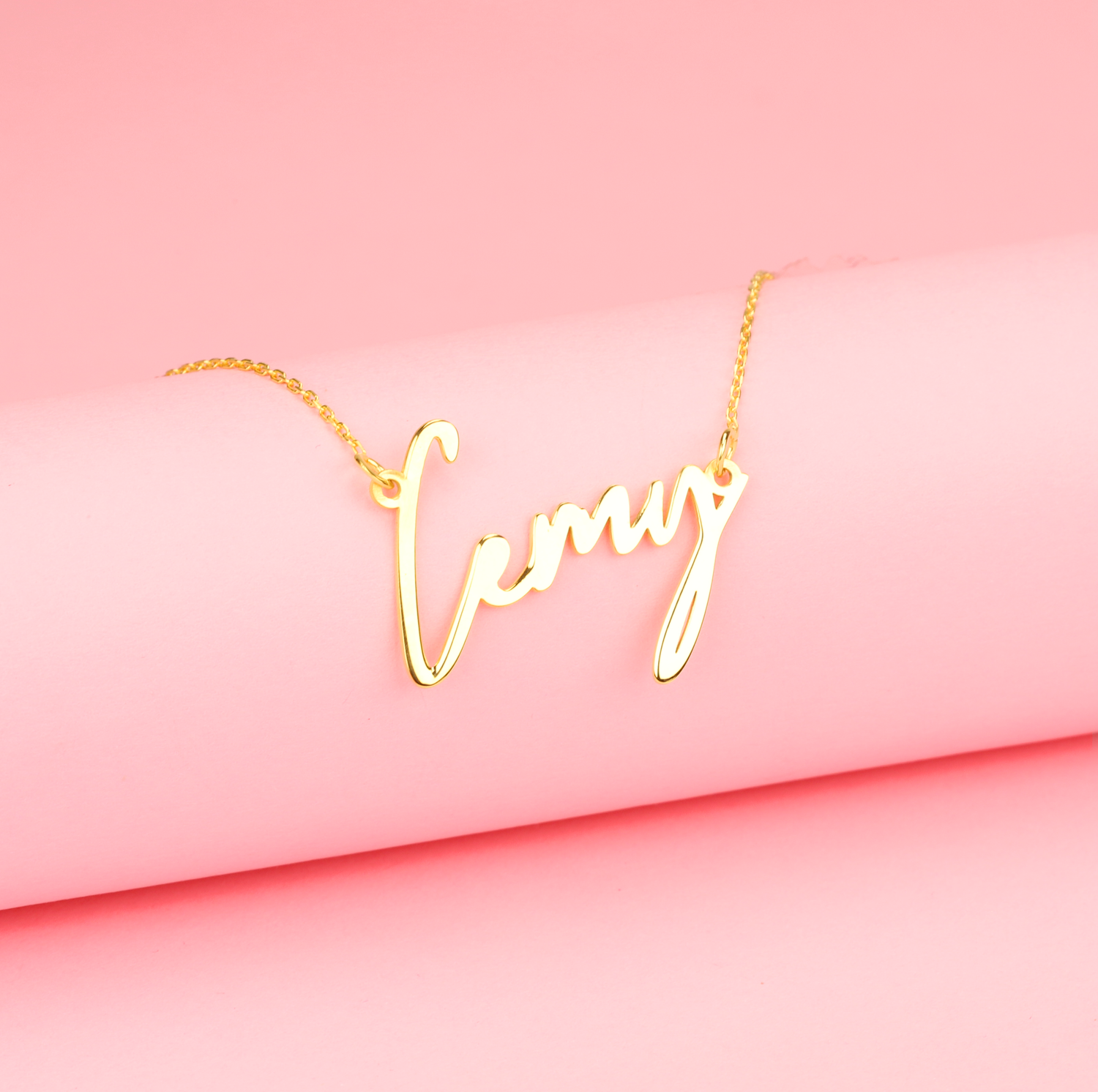 Modern Personalized Name Custom Necklace 14K Gold