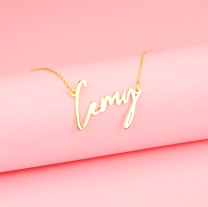 Modern Personalized Name Custom Necklace 14K Gold
