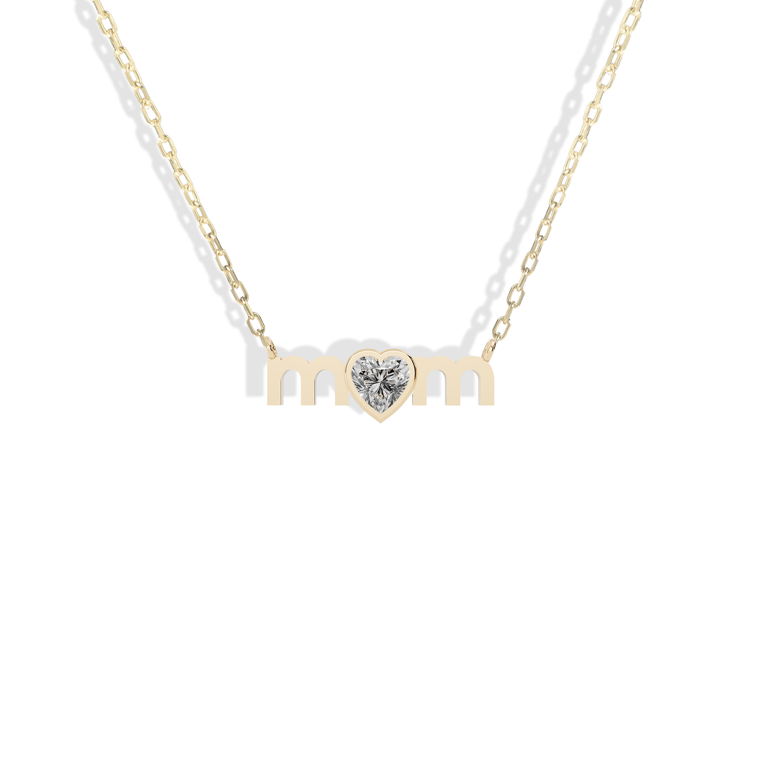 Mom Lettering Birthstone Love Mama Stone Necklace in 14K gold minimalist mama pendant chain necklace