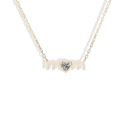 Mom Lettering Birthstone Love Mama Stone Necklace in 14K gold minimalist mama pendant chain necklace