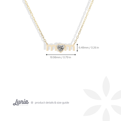 Mom Lettering Birthstone Love Mama Stone Necklace 14K Gold / Silver