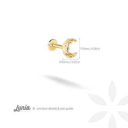 Moon Man Flatback Ear Piercing 14K Gold / Silver