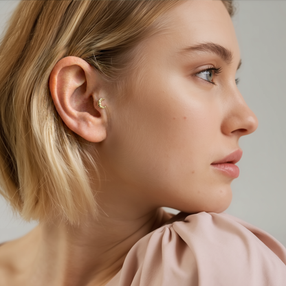Moon Man Flatback Ear Piercing 14K Gold / Silver