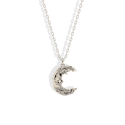 Moon Man Pendant Necklace 14K Gold / Silver