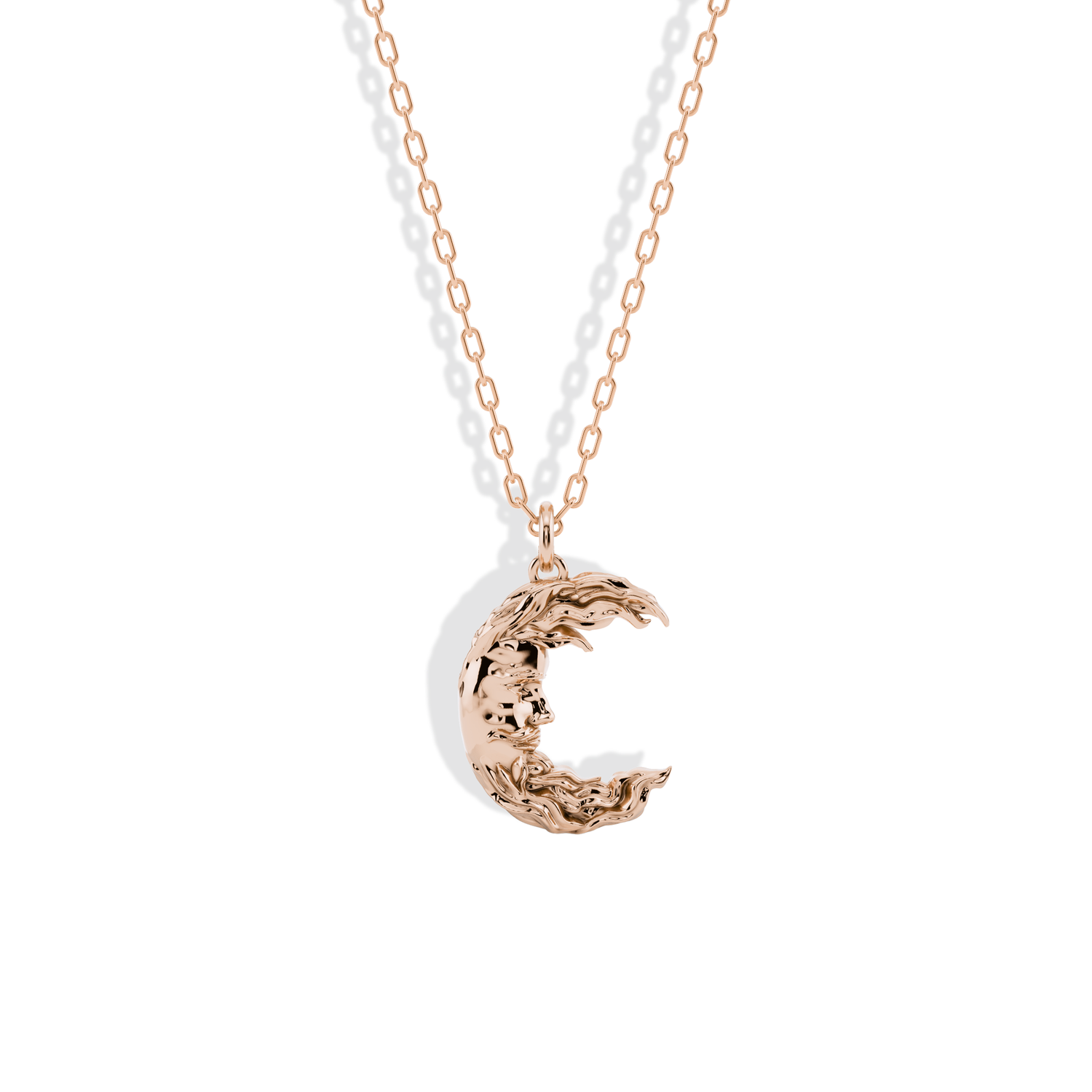 Moon Man Pendant Necklace 14K Gold / Silver