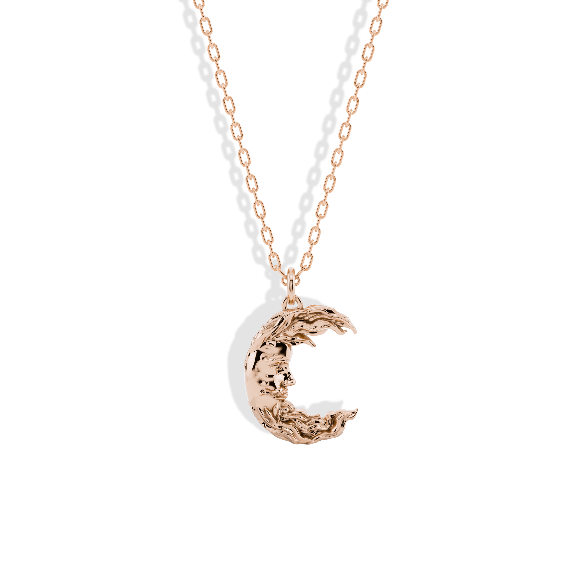 Moon Man Pendant Necklace 14K Gold / Silver