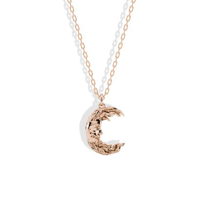 Moon Man Pendant Necklace 14K Gold / Silver